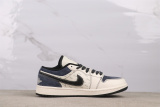 Stussy x Air Jordan 1 Retro Beige Blue Basketball Shoes Unisex Sneakers