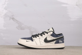 Stussy x Air Jordan 1 Retro Beige Blue Basketball Shoes Unisex Sneakers