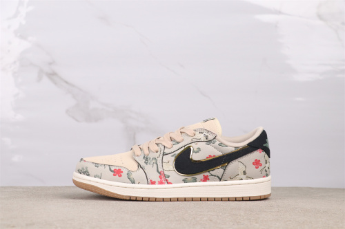 Rui Hachimura x Air Jordan 1 Low OG  Cranes  Retro Plum Blossom Crane Basketball Shoes Unisex Sneakers