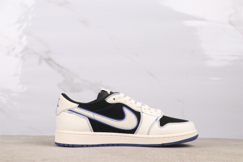 Travis Scott x Stussy x Air Jordan 1 Low Retro Beige Black Basketball Shoes Unisex Sneakers