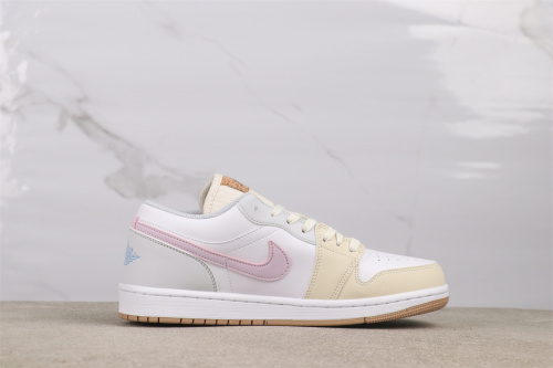 Air Jordan 1 Low Retro White Yellow Embroidered Basketball Shoes Unisex Sneakers