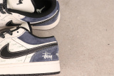 Stussy x Air Jordan 1 Retro Beige Blue Basketball Shoes Unisex Sneakers