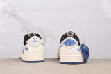 Travis Scott x Stussy x Air Jordan 1 Low Retro Beige Black Basketball Shoes Unisex Sneakers