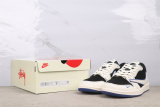 Travis Scott x Stussy x Air Jordan 1 Low Retro Beige Black Basketball Shoes Unisex Sneakers
