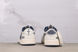 Travis Scott x Supreme x Air Jordan 1 Low Retro Low Beige Blue Basketball Shoes Unisex Sneakers