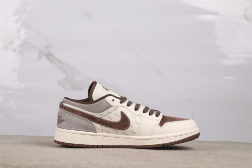 Stussy x Air Jordan 1 Retro Brown Basketball Shoes Unisex Sneakers