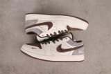 Stussy x Air Jordan 1 Retro Brown Basketball Shoes Unisex Sneakers