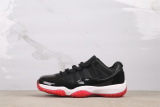 Air Jordan 11 Low  Bred  Retro Black Red Basketball Shoes Unisex Sneaker
