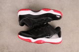 Air Jordan 11 Low  Bred  Retro Black Red Basketball Shoes Unisex Sneaker