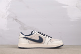 Travis Scott x Supreme x Air Jordan 1 Low Retro Low Beige Blue Basketball Shoes Unisex Sneakers