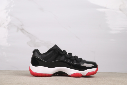 Air Jordan 11 Low  Bred  Retro Black Red Basketball Shoes Unisex Sneaker
