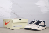 Travis Scott x Supreme x Air Jordan 1 Low Retro Low Beige Blue Basketball Shoes Unisex Sneakers