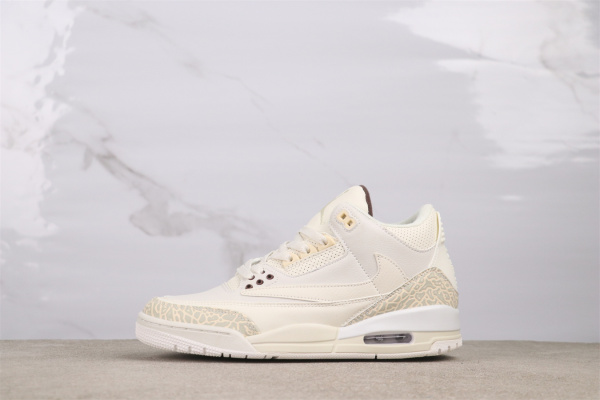 Air Jordan 3 x Travis Scott Retro White Beige Inverted Hook Basketball Shoes Unisex Sneaker