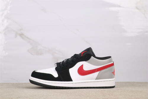 Air Jordan 1 Retro Low Black Grey Red Hook Basketball Shoes Couple Sneaker