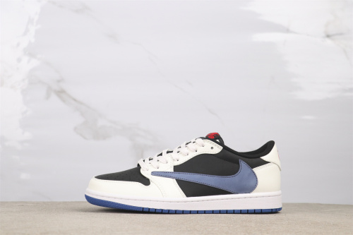 Travis Scott x Air Jordan 1 Low Retro Black Deep Blue Basketball Shoes Unisex Sneaker