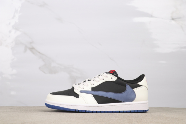 Travis Scott x Air Jordan 1 Low Retro Black Deep Blue Basketball Shoes Unisex Sneaker