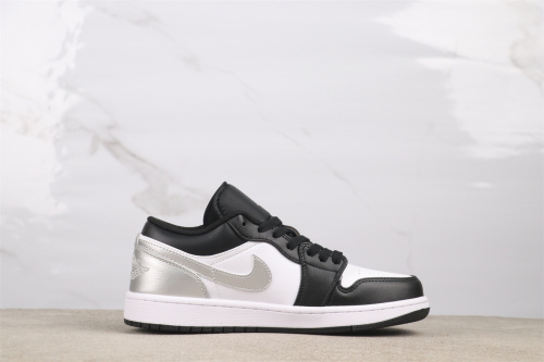 Air Jordan 1 Low Retro Black Silver Basketball Shoes Unisex Sneaker