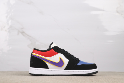 Air Jordan 1 Retro Low Purple Gold Lakers Basketball Shoe Unisex Sneaker