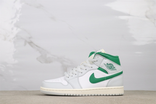 Air Jordan 1 Retro Mid Grey Green Basketball Shoes Unisex Sneaker