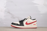 Supreme x Air Jordan 1 Low Retro Beige Black Red Basketball Shoes Couple Sneaker