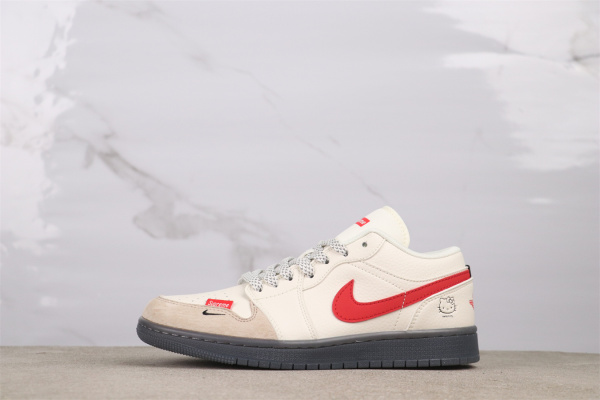 Supreme x Air Jordan 1 Low Retro Basketball Shoes Unisex Sneaker