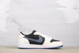 Travis Scott x Air Jordan 1 Low Retro Black Deep Blue Basketball Shoes Unisex Sneaker