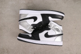 Air Jordan 1 Retro Mid Black Silver Basketball Shoes Unisex Sneaker