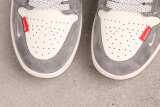 Supreme x Air Jordan 1 Low Retro White Gray Basketball Shoes Unisex Sneaker