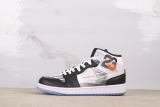 Air Jordan 1 Retro Mid Black Grey Basketball Shoes Unisex Sneaker