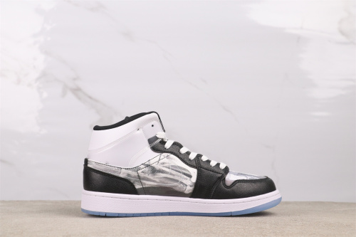 Air Jordan 1 Retro Mid Black Grey Basketball Shoes Unisex Sneaker