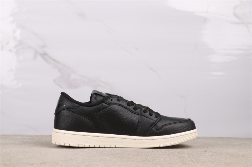Air Jordan 1 Low OG  No Swoosh Pack  Retro Black Basketball Shoes Unisex Sneaker
