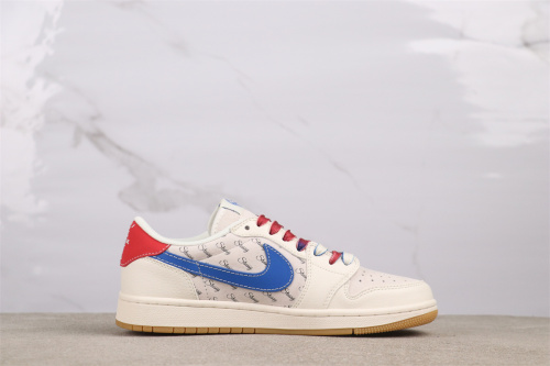 Stussy x Air Jordan 1 Low OG SP Retro White Blue Basketball Shoes Unisex Sneaker