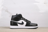 Air Jordan 1 Mid  Off Noir Toe  Retro Black White Basketball Shoes Unisex Sneaker
