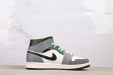 Air Jordan 1 Retro Mid White Grey Green Basketball Shoes Unisex Sneaker