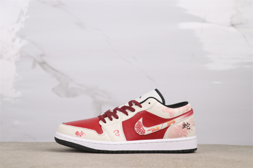 Air Jordan 1 Retro Low White Red Basketball Shoes Unisex Sneaker