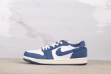 Air Jordan 1 Low SE Retro White and Blue Basketball Shoes Unisex Sneaker