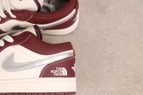 The North Face x Air Jordan 1 Low Retro Wine Red Basketball Shoes Unisex Sneaker