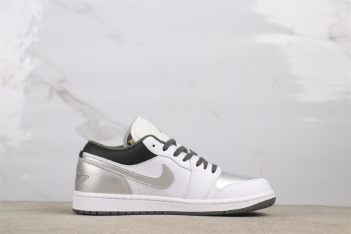 Air Jordan 1 Low Retro Silver Scale Basketball Shoes Men Sneaker