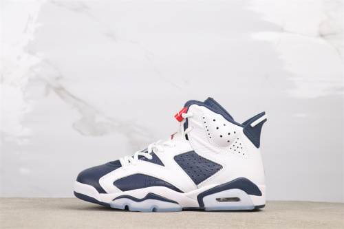 Air Jordan 6  Paris Olympics  Retro High White Deep Blue Basketball Shoes Men Sneaker