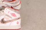 Air Jordan 1 Retro Mid White Pink Basketball Shoes Unisex Sneaker