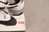 Supreme x Air Jordan 1 Low OG SP Retro Low Beige Black Basketball Shoes Unisex Sneaker
