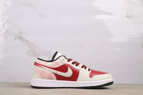 Air Jordan 1 Retro Low White Red Basketball Shoes Unisex Sneaker