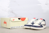 Travis Scott x Stussy x Air Jordan 1 Retro Low White Blue Basketball Shoes Unisex Sneakers