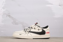 Supreme x Air Jordan 1 Low OG SP Retro Low Beige Black Basketball Shoes Unisex Sneaker