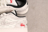 Stussy x Air Jordan 1 Low Retro White Snake Pattern Basketball Shoes Unisex Sneaker