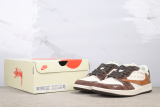 Travis Scott x Balenciaga x Air Jordan 1 Low Retro White Brown Basketball Shoes Couple Sneaker