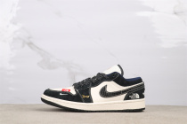 The North Face x Air Jordan 1 Low Retro Black White Basketball Shoes Unisex Sneaker