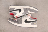 Supreme x Air Jordan 1 Low Retro White Gray Basketball Shoes Unisex Sneaker