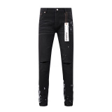 Purple Brand New Fashion Inkjet Distressed Slimming Small Leg Elastic Jeans