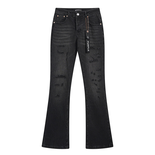 Purple Brand New Fashion Distressed Micro Horn Elastic Denim Pants